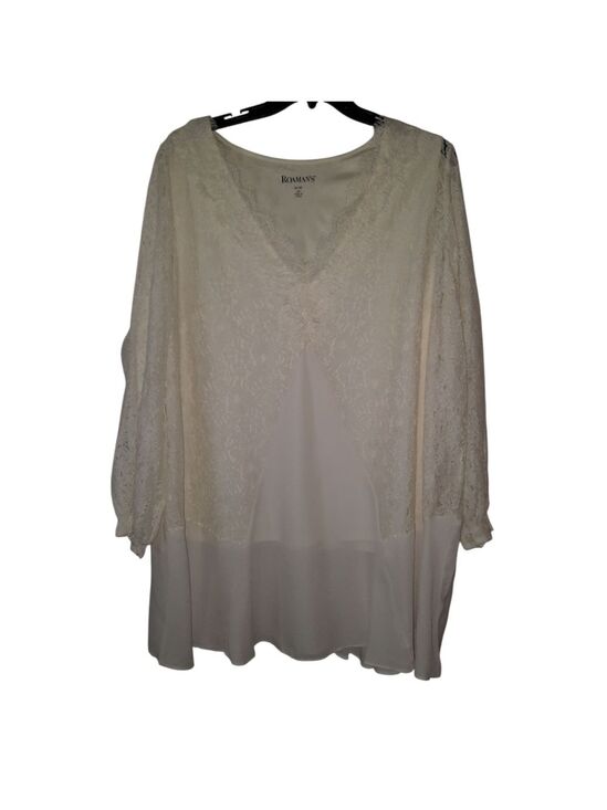 Roaman's Tops - Roamans Long Sleeve Ivory Blouse Size 2X (26/28)